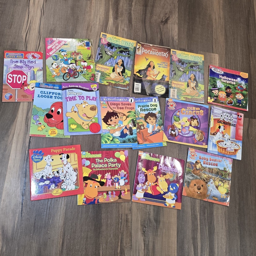 Vintage 90s Childrens Kids Mixed Disney Nickelodeon Jr Scooby Clifford Books Lot